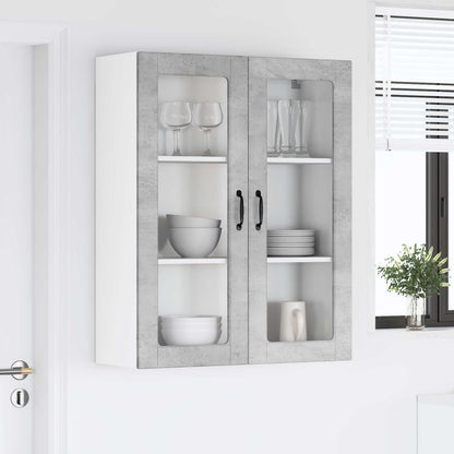 vidaXL Wall Glass Cabinet LUCCA Concrete Grey 80 x 31 x 100 cm