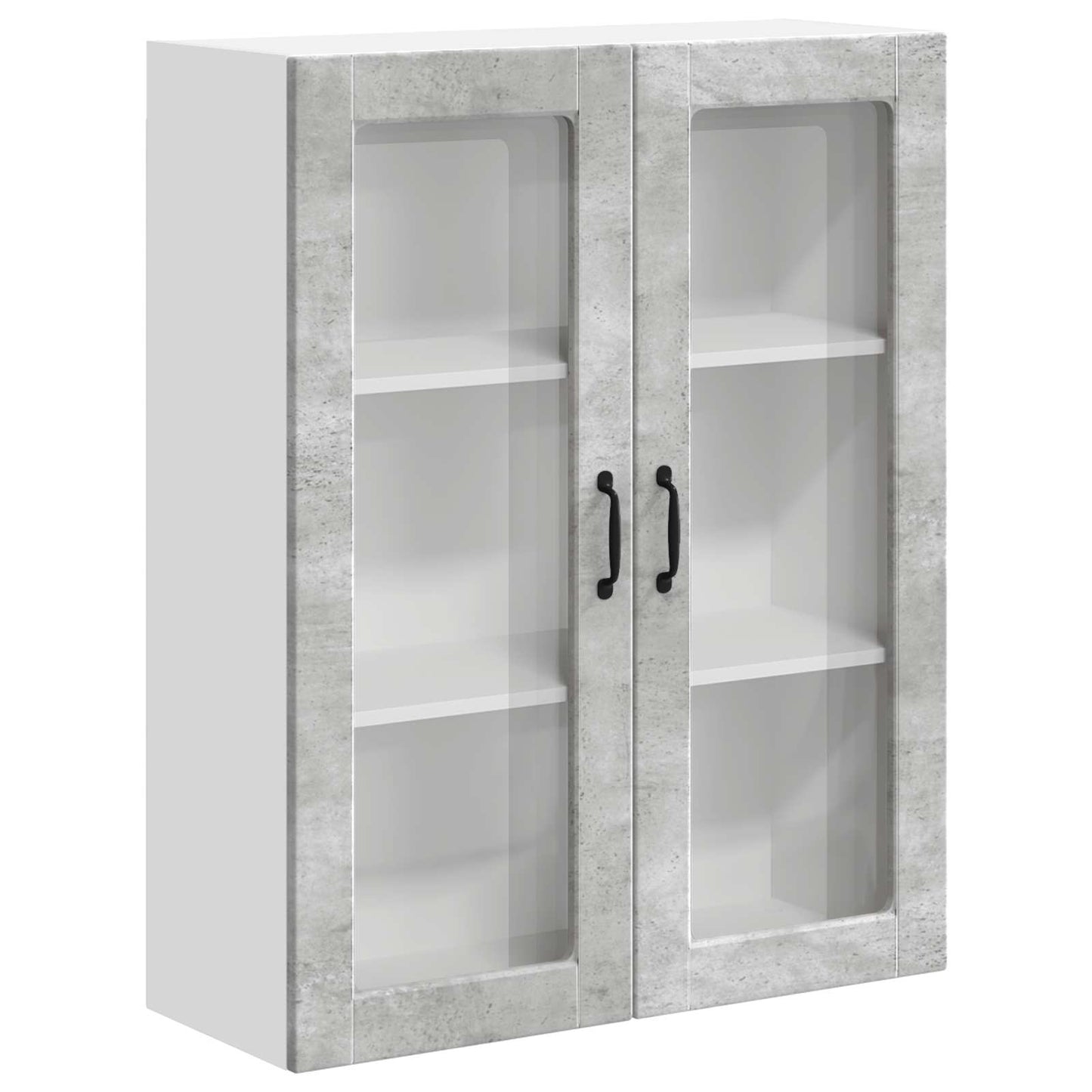 vidaXL Wall Glass Cabinet LUCCA Concrete Grey 80 x 31 x 100 cm
