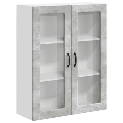 vidaXL Wall Glass Cabinet LUCCA Concrete Grey 80 x 31 x 100 cm