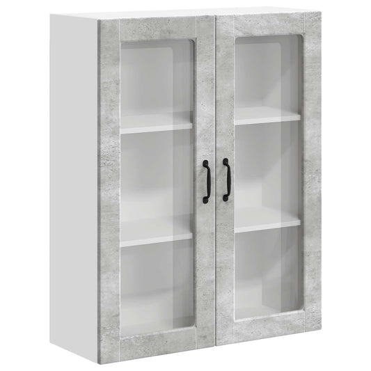 vidaXL Wall Glass Cabinet LUCCA Concrete Grey 80 x 31 x 100 cm