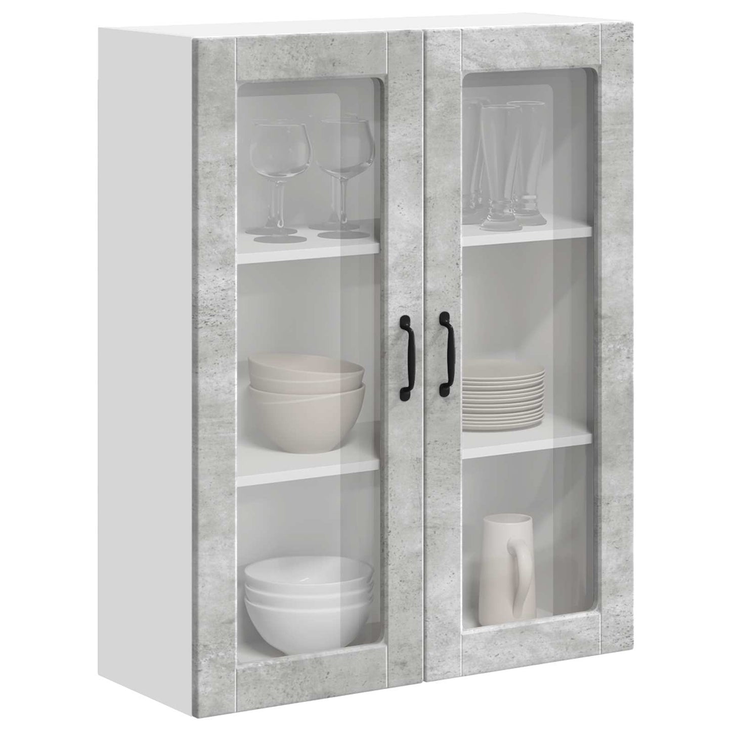vidaXL Wall Glass Cabinet LUCCA Concrete Grey 80 x 31 x 100 cm
