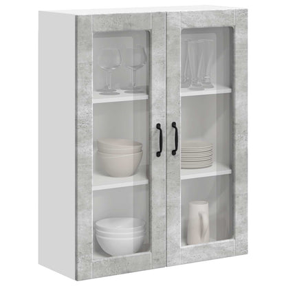vidaXL Wall Glass Cabinet LUCCA Concrete Grey 80 x 31 x 100 cm