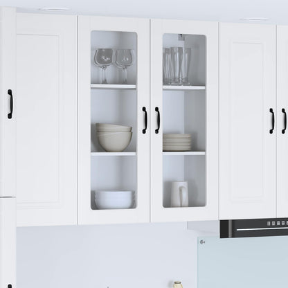 vidaXL Wall Glass Cabinet LUCCA High Gloss White 80 x 31 x 100 cm