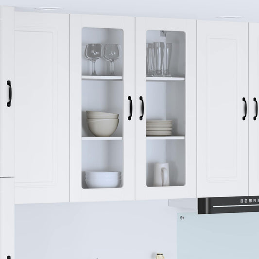 vidaXL Wall Glass Cabinet LUCCA High Gloss White 80 x 31 x 100 cm