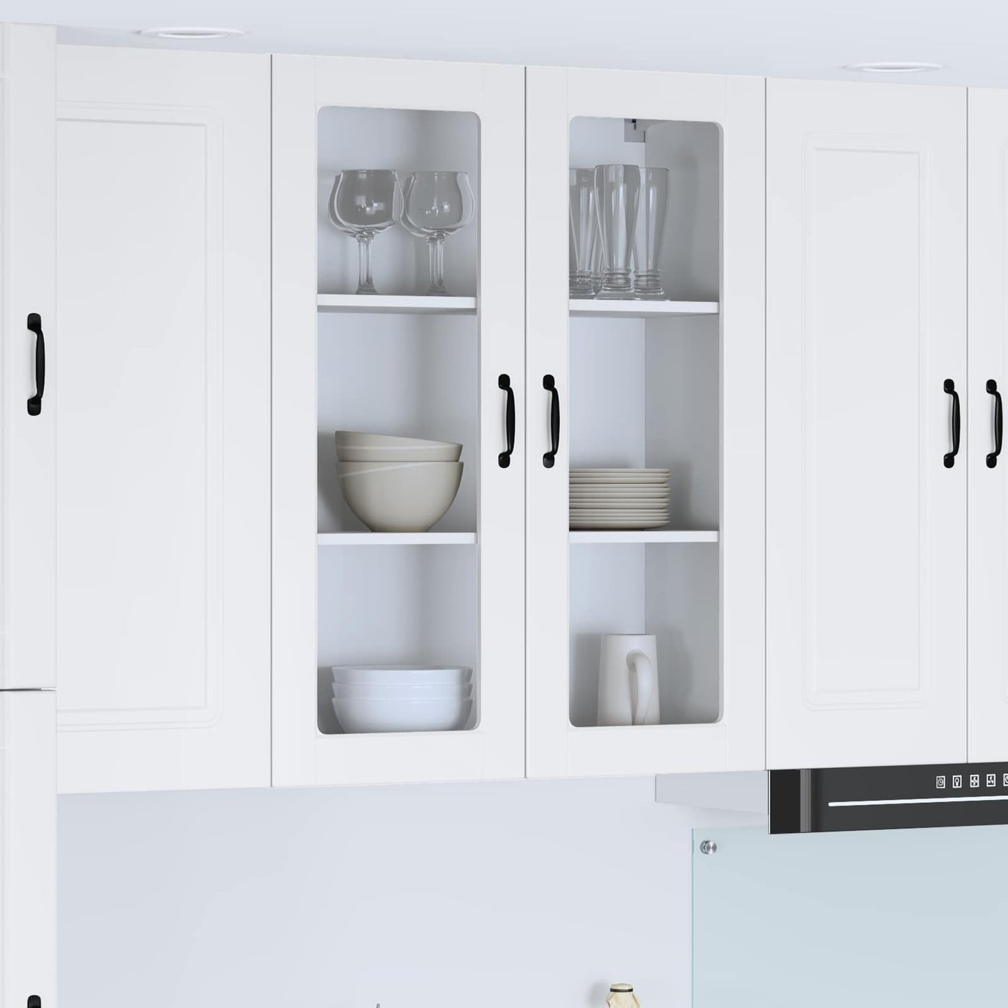 vidaXL Wall Glass Cabinet LUCCA High Gloss White 80 x 31 x 100 cm