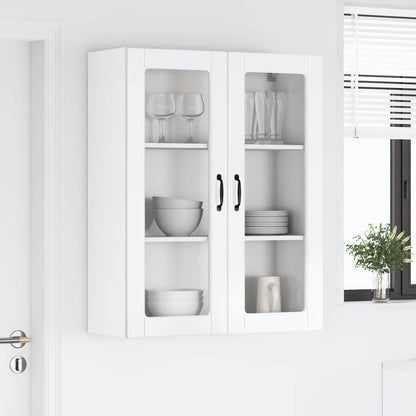 vidaXL Wall Glass Cabinet LUCCA High Gloss White 80 x 31 x 100 cm