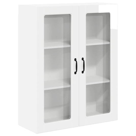 vidaXL Wall Glass Cabinet LUCCA High Gloss White 80 x 31 x 100 cm