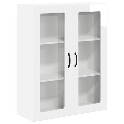 vidaXL Wall Glass Cabinet LUCCA High Gloss White 80 x 31 x 100 cm