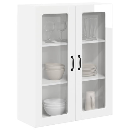 vidaXL Wall Glass Cabinet LUCCA High Gloss White 80 x 31 x 100 cm