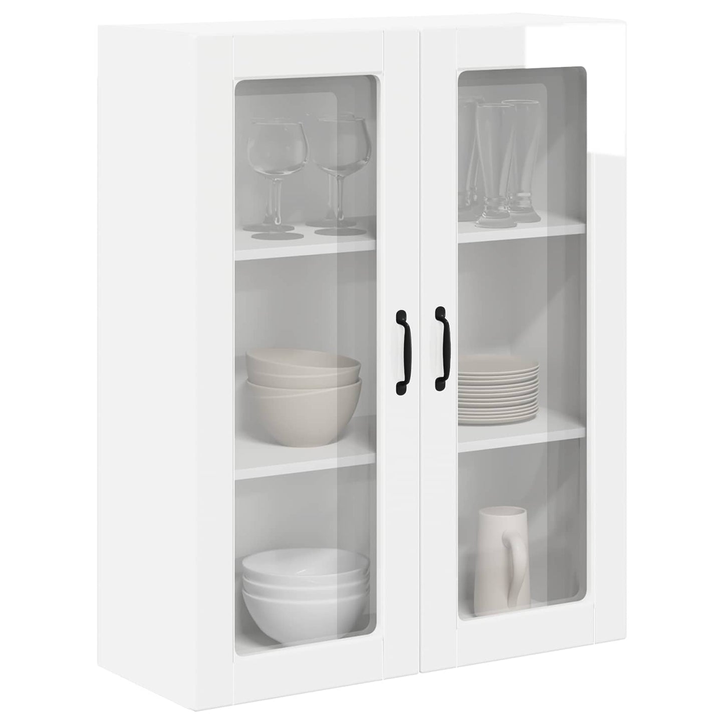 vidaXL Wall Glass Cabinet LUCCA High Gloss White 80 x 31 x 100 cm