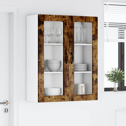 vidaXL Wall Glass Cabinet LUCCA Smoked Oak 80 x 31 x 100 cm