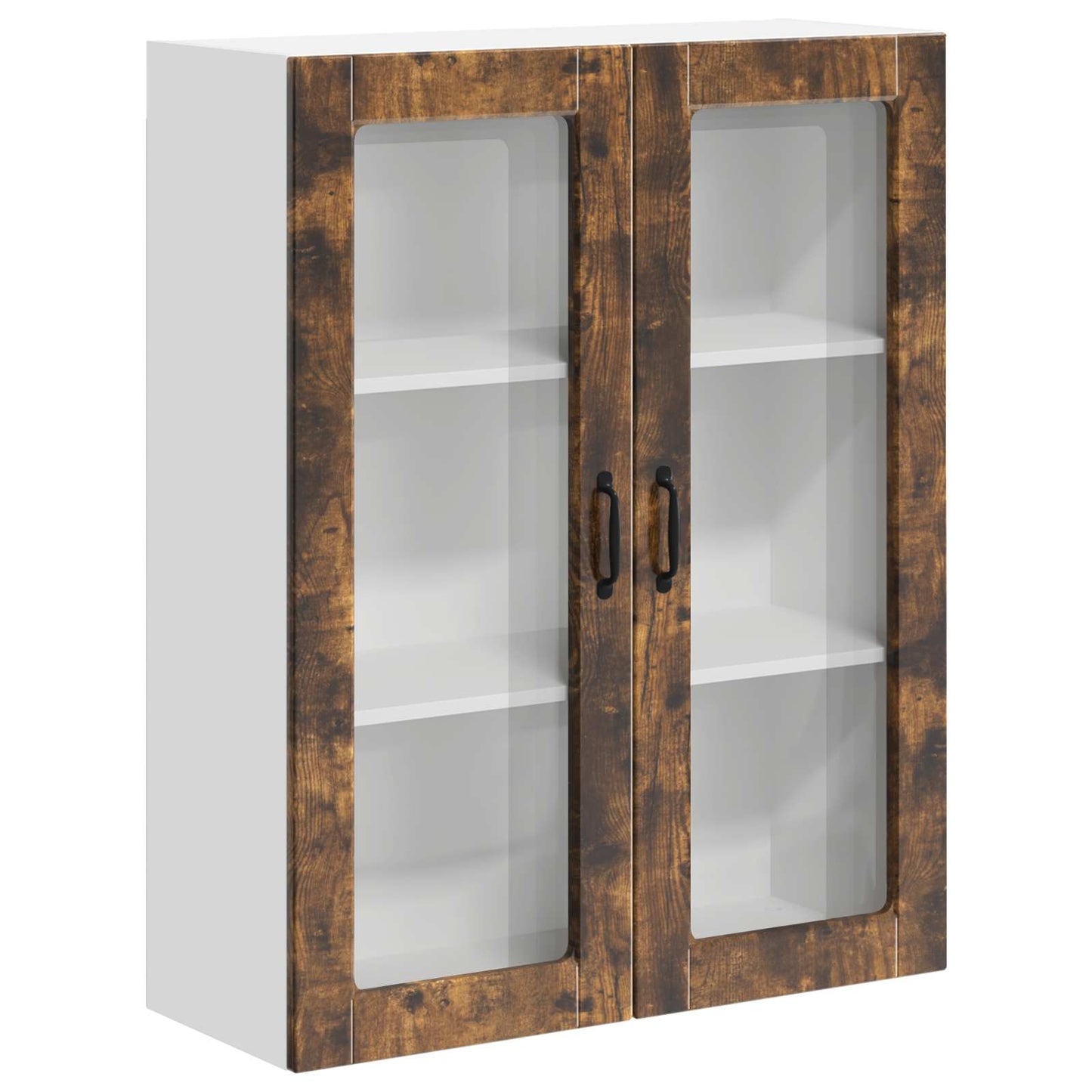 vidaXL Wall Glass Cabinet LUCCA Smoked Oak 80 x 31 x 100 cm