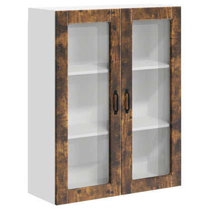 vidaXL Wall Glass Cabinet LUCCA Smoked Oak 80 x 31 x 100 cm