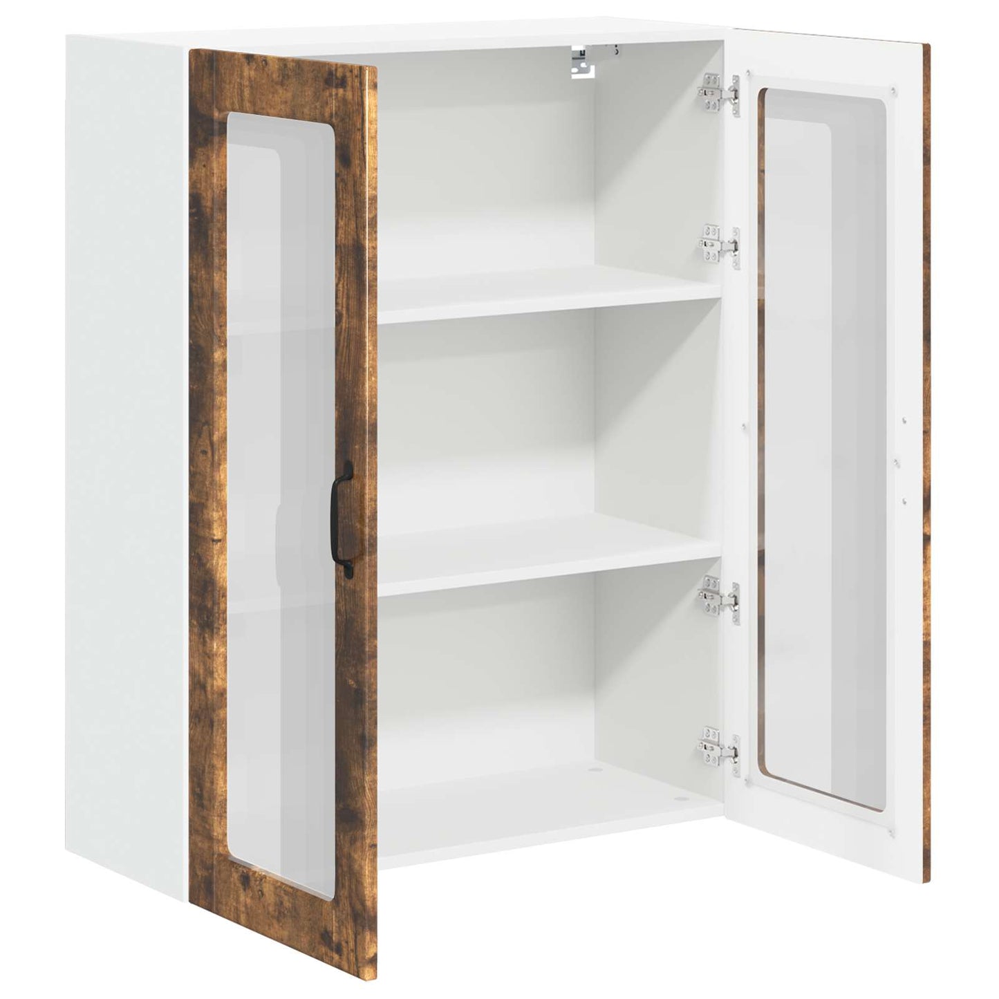 vidaXL Wall Glass Cabinet LUCCA Smoked Oak 80 x 31 x 100 cm