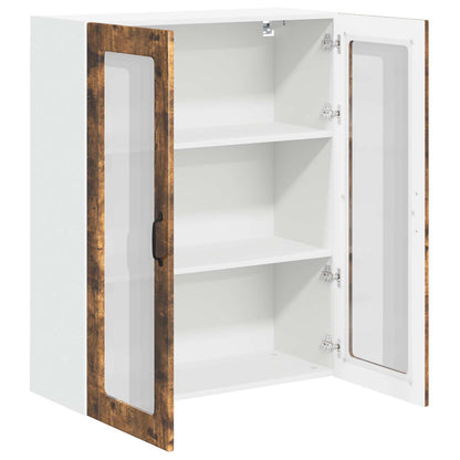 vidaXL Wall Glass Cabinet LUCCA Smoked Oak 80 x 31 x 100 cm