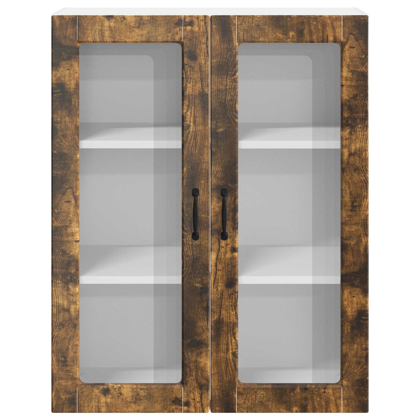 vidaXL Wall Glass Cabinet LUCCA Smoked Oak 80 x 31 x 100 cm