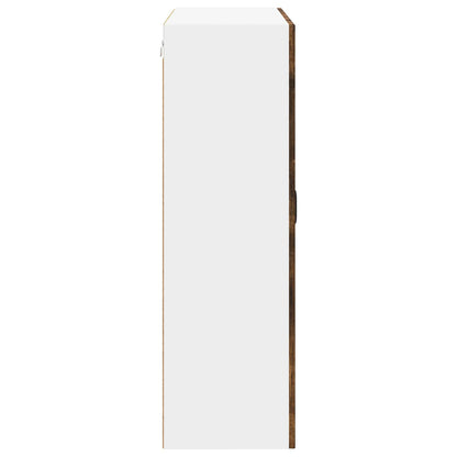 vidaXL Wall Glass Cabinet LUCCA Smoked Oak 80 x 31 x 100 cm
