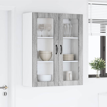 vidaXL Wall Glass Cabinet LUCCA Grey Sonoma 80 x 31 x 100 cm