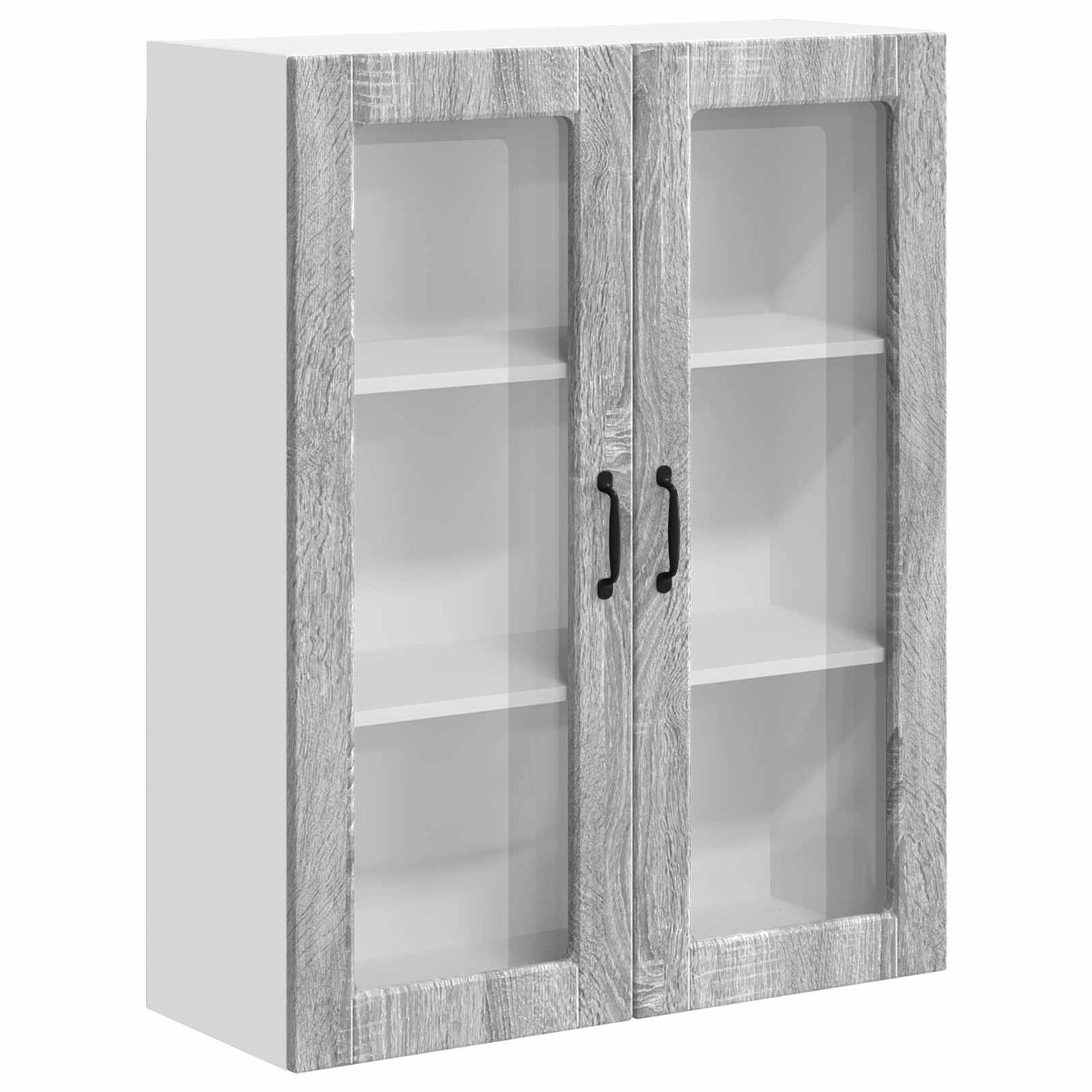 vidaXL Wall Glass Cabinet LUCCA Grey Sonoma 80 x 31 x 100 cm