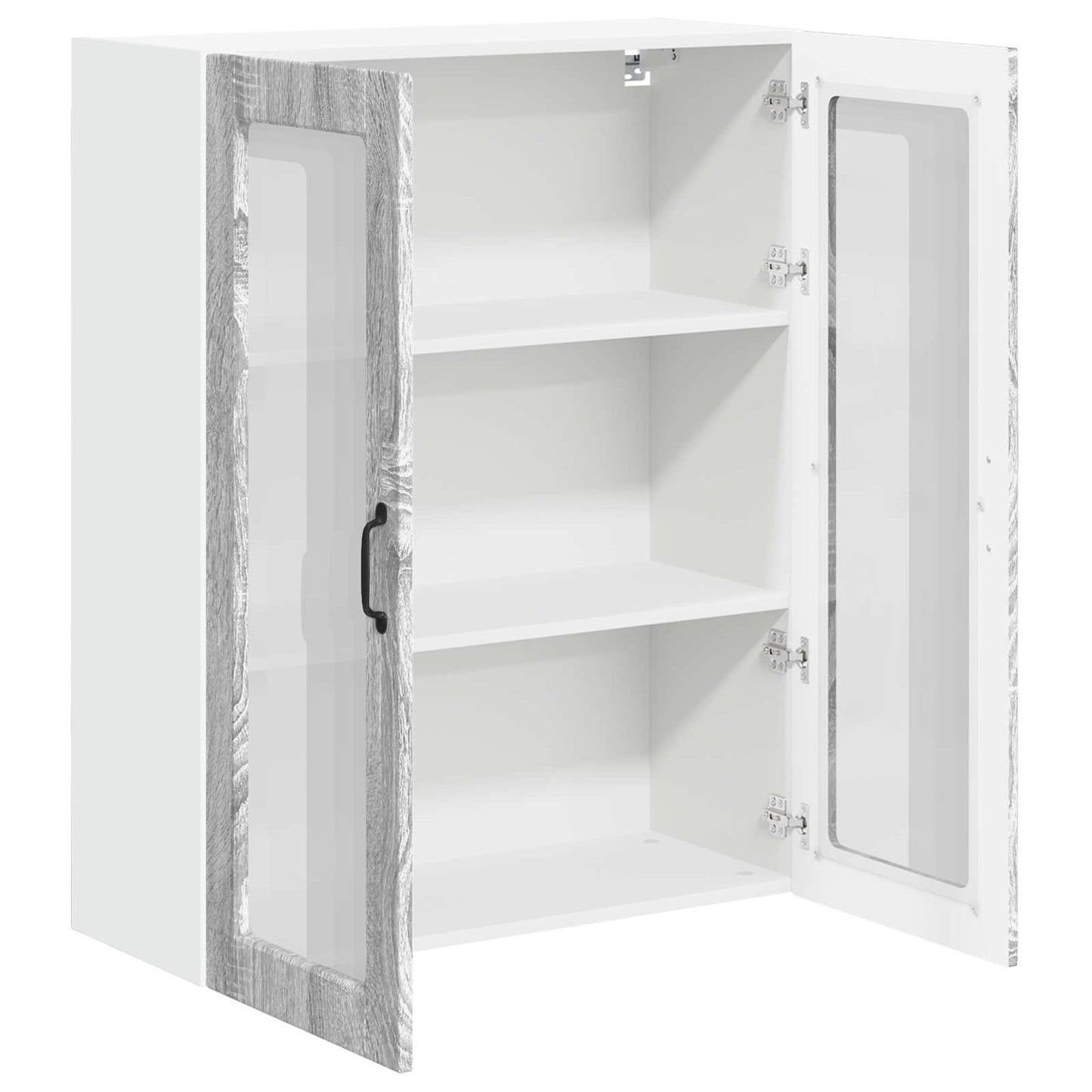 vidaXL Wall Glass Cabinet LUCCA Grey Sonoma 80 x 31 x 100 cm