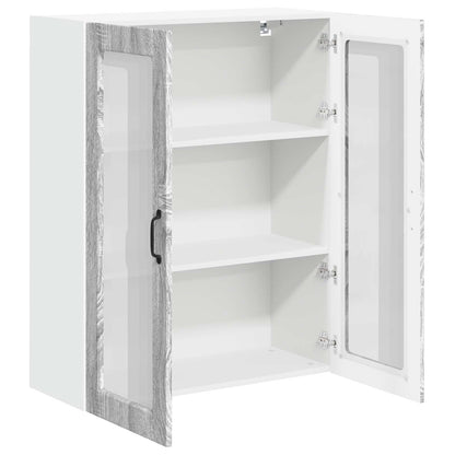vidaXL Wall Glass Cabinet LUCCA Grey Sonoma 80 x 31 x 100 cm