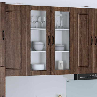 vidaXL Wall Glass Cabinet LUCCA Brown Oak 80 x 31 x 100 cm
