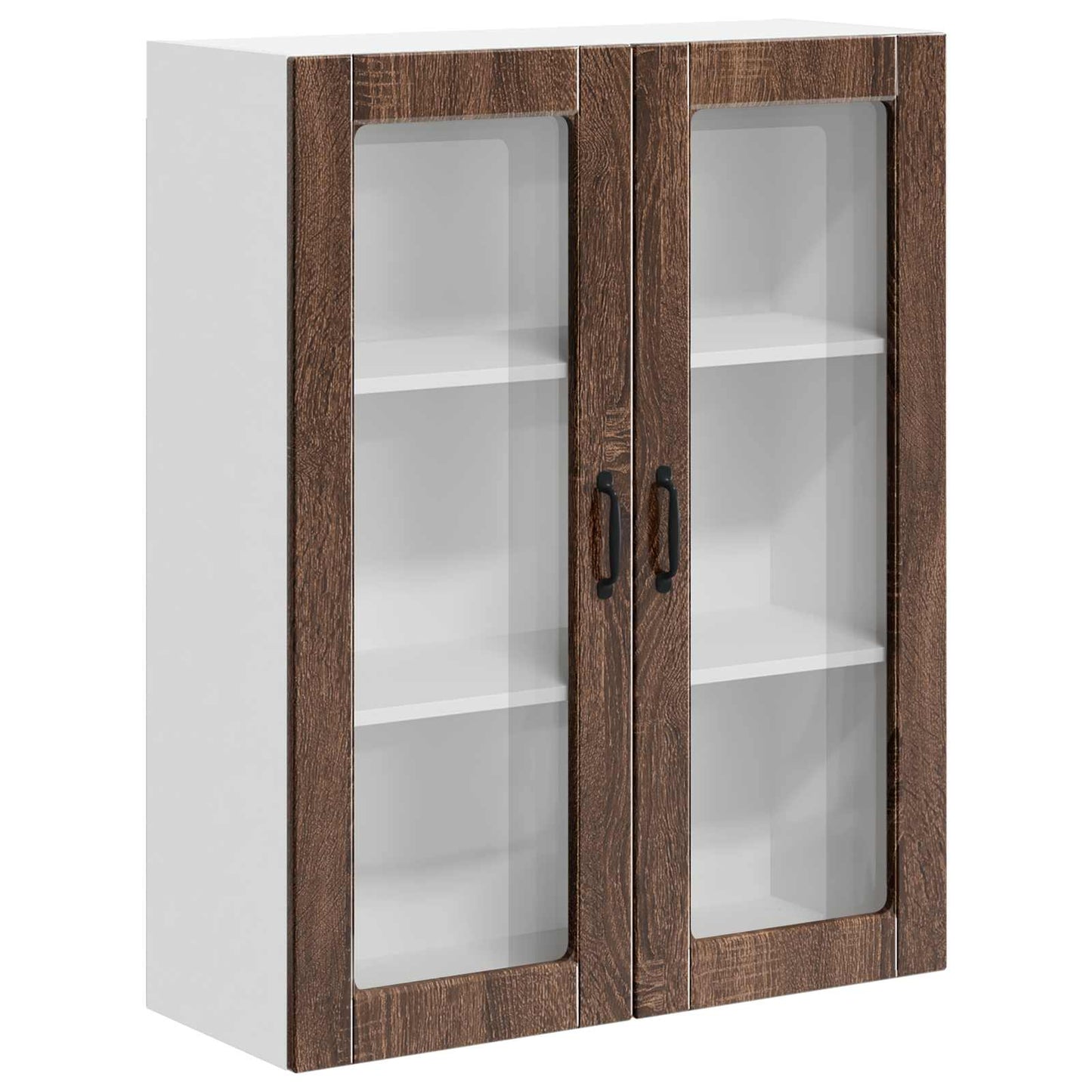 vidaXL Wall Glass Cabinet LUCCA Brown Oak 80 x 31 x 100 cm
