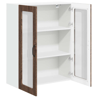 vidaXL Wall Glass Cabinet LUCCA Brown Oak 80 x 31 x 100 cm