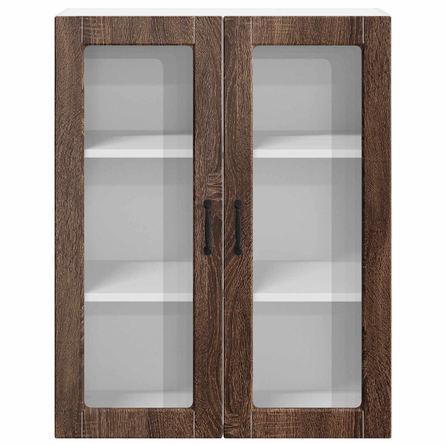 vidaXL Wall Glass Cabinet LUCCA Brown Oak 80 x 31 x 100 cm