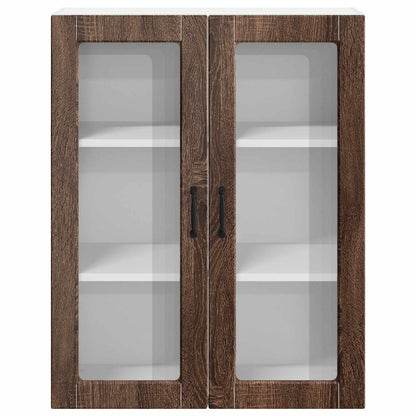 vidaXL Wall Glass Cabinet LUCCA Brown Oak 80 x 31 x 100 cm