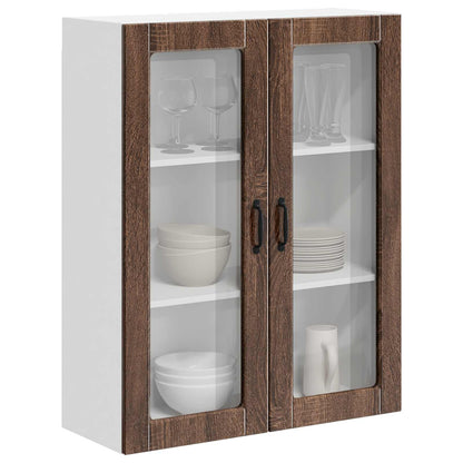 vidaXL Wall Glass Cabinet LUCCA Brown Oak 80 x 31 x 100 cm