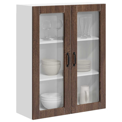 vidaXL Wall Glass Cabinet LUCCA Brown Oak 80 x 31 x 100 cm