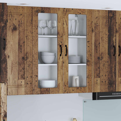 vidaXL Wall Glass Cabinet LUCCA Old Wood 80 x 31 x 100 cm