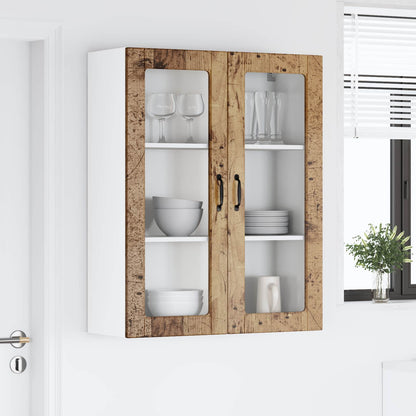 vidaXL Wall Glass Cabinet LUCCA Old Wood 80 x 31 x 100 cm