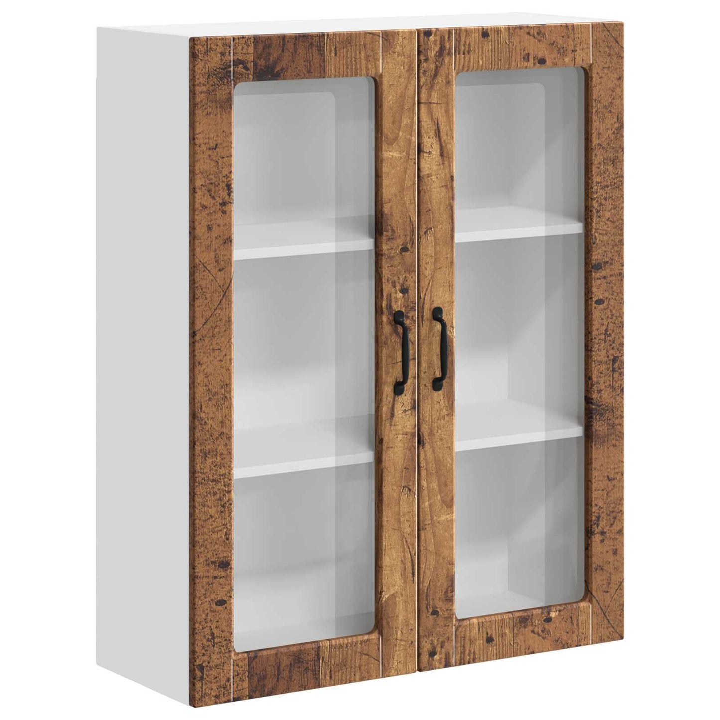 vidaXL Wall Glass Cabinet LUCCA Old Wood 80 x 31 x 100 cm