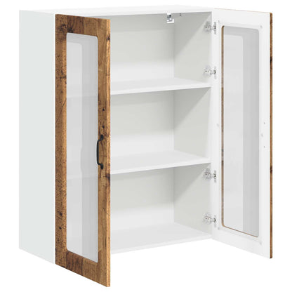 vidaXL Wall Glass Cabinet LUCCA Old Wood 80 x 31 x 100 cm