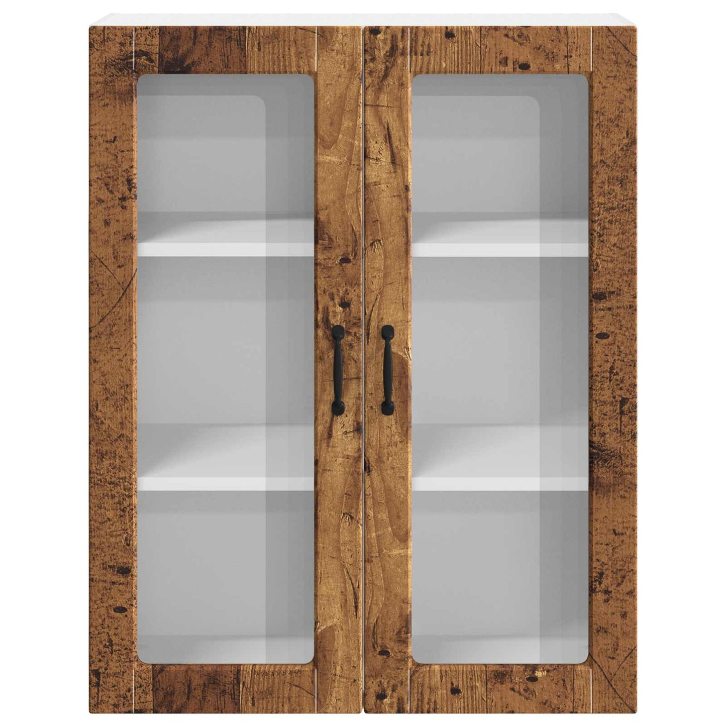 vidaXL Wall Glass Cabinet LUCCA Old Wood 80 x 31 x 100 cm