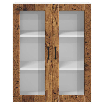 vidaXL Wall Glass Cabinet LUCCA Old Wood 80 x 31 x 100 cm