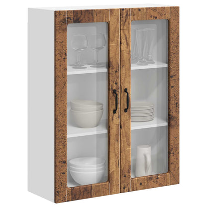vidaXL Wall Glass Cabinet LUCCA Old Wood 80 x 31 x 100 cm
