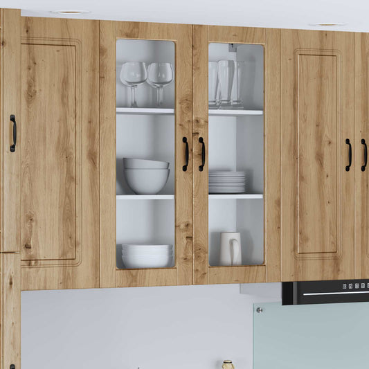 vidaXL Wall Glass Cabinet LUCCA Artisan Oak 80 x 31 x 100 cm