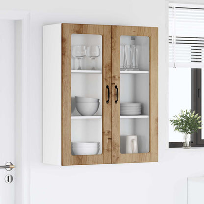 vidaXL Wall Glass Cabinet LUCCA Artisan Oak 80 x 31 x 100 cm