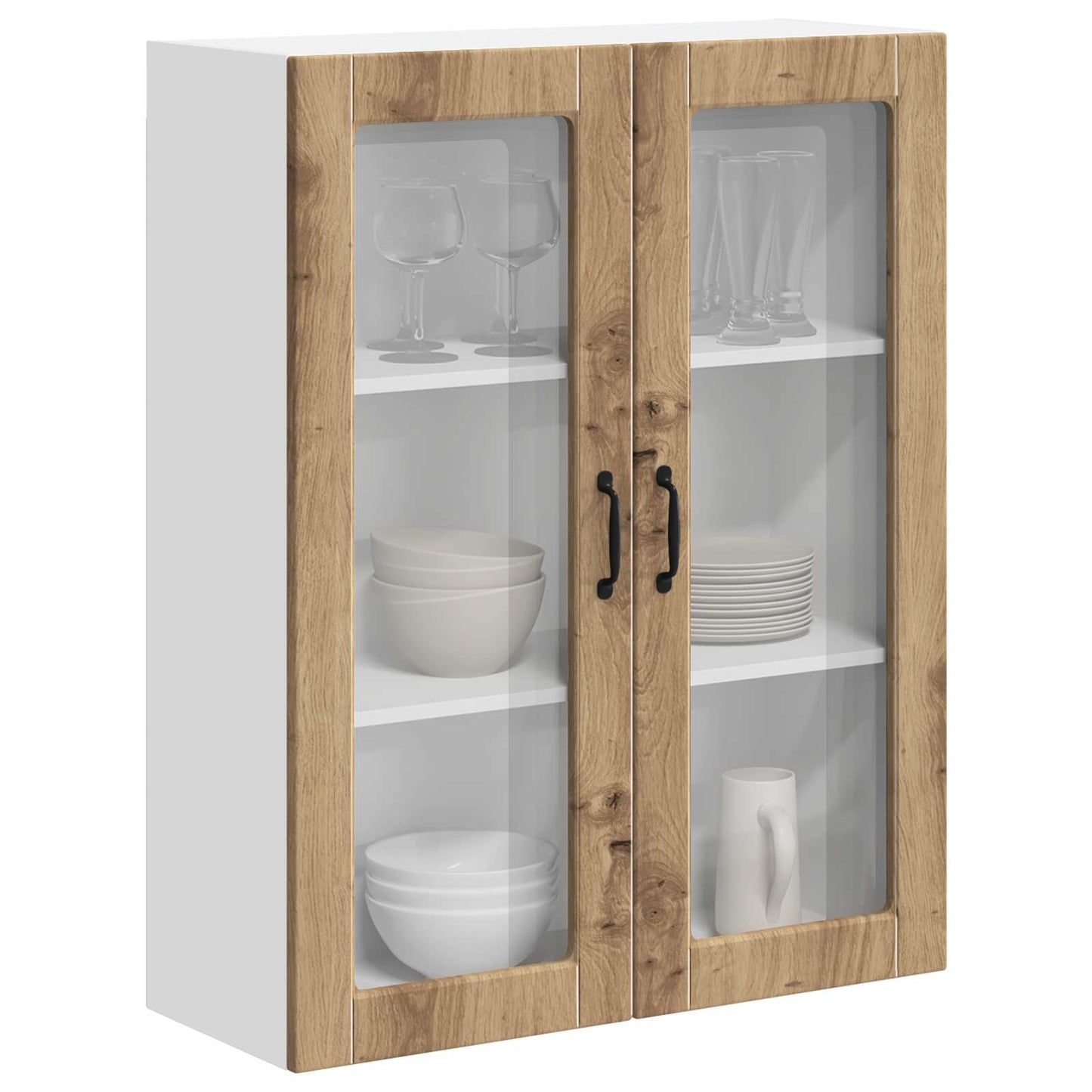 vidaXL Wall Glass Cabinet LUCCA Artisan Oak 80 x 31 x 100 cm
