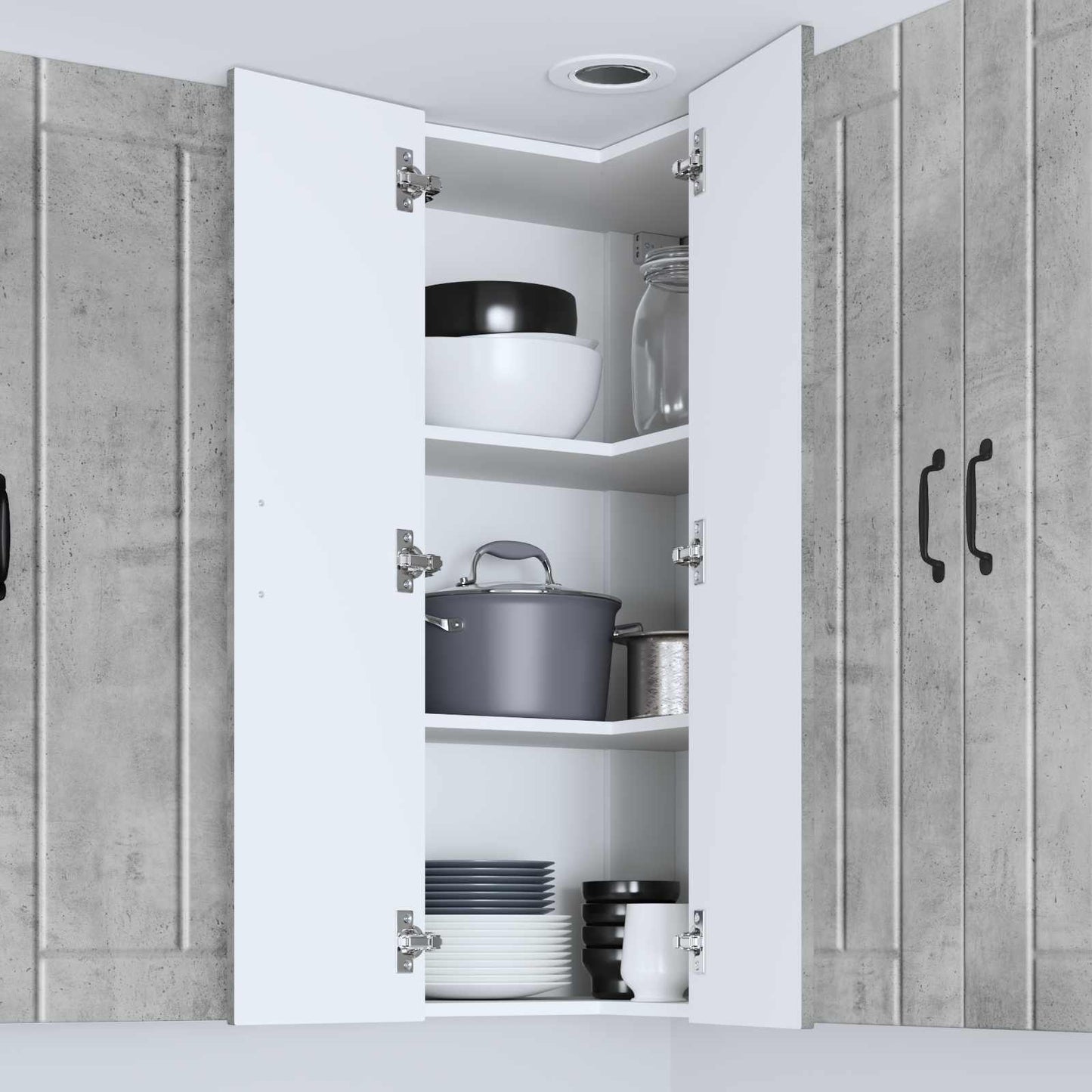 vidaXL Wall Corner Cabinet LUCCA Concrete Grey 57 x 57 x 100 cm