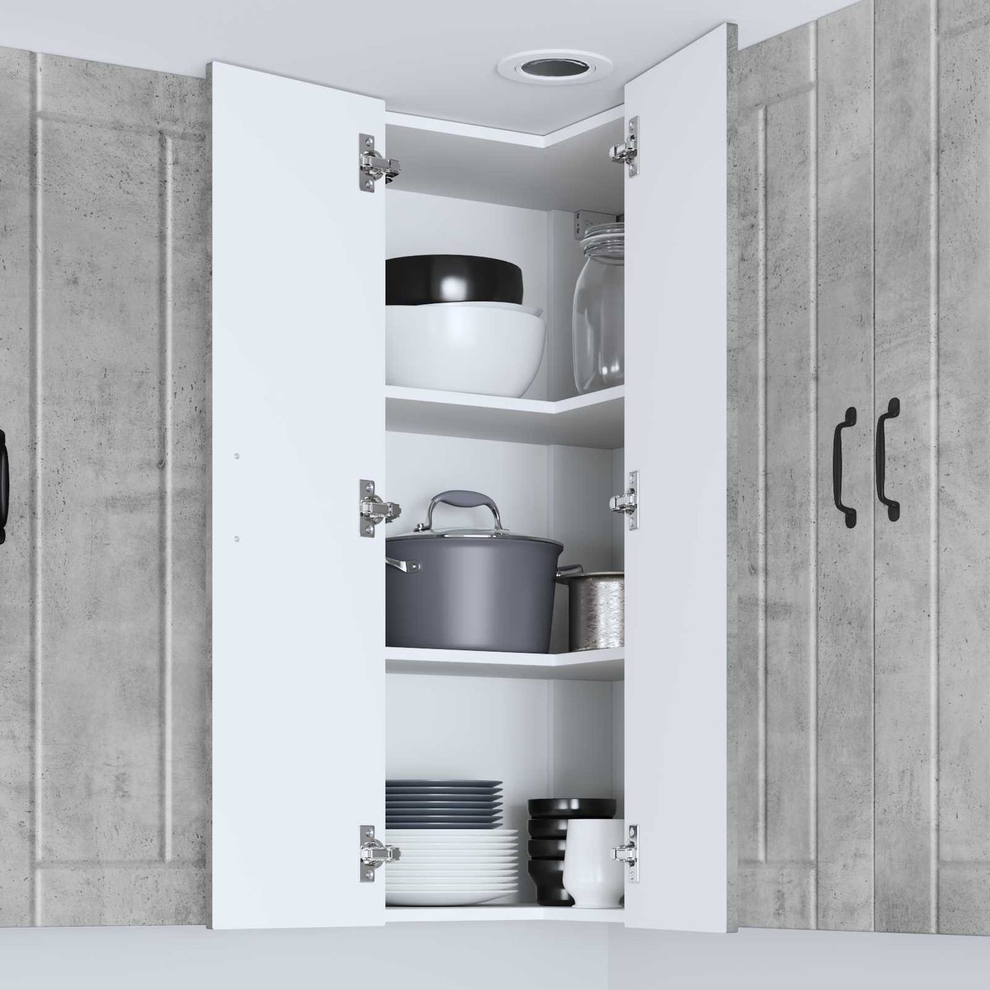 vidaXL Wall Corner Cabinet LUCCA Concrete Grey 57 x 57 x 100 cm