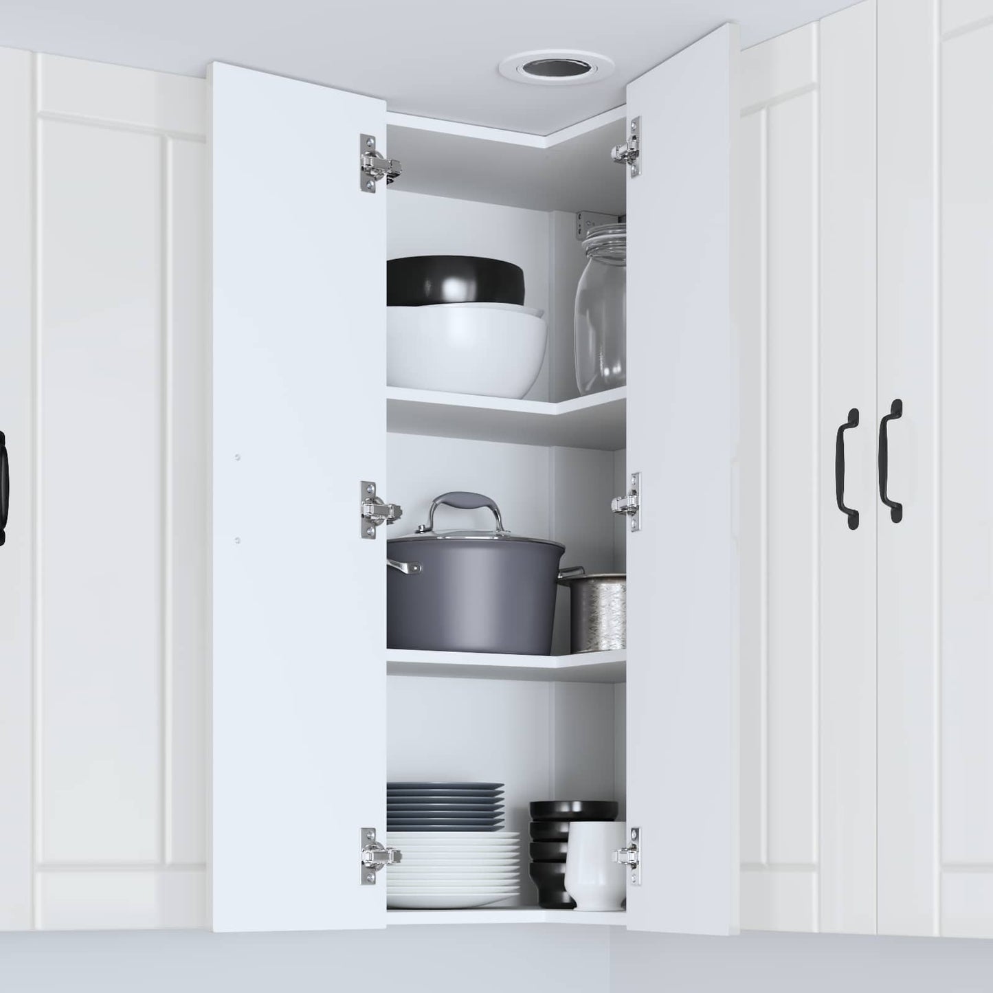vidaXL Wall Corner Cabinet LUCCA High Gloss White 57 x 57 x 100 cm