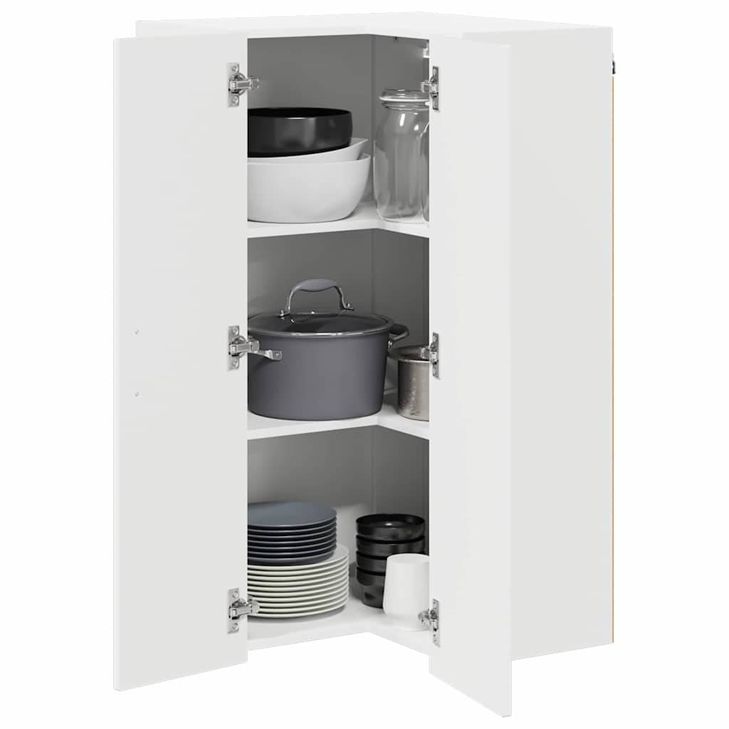 vidaXL Wall Corner Cabinet LUCCA High Gloss White 57 x 57 x 100 cm