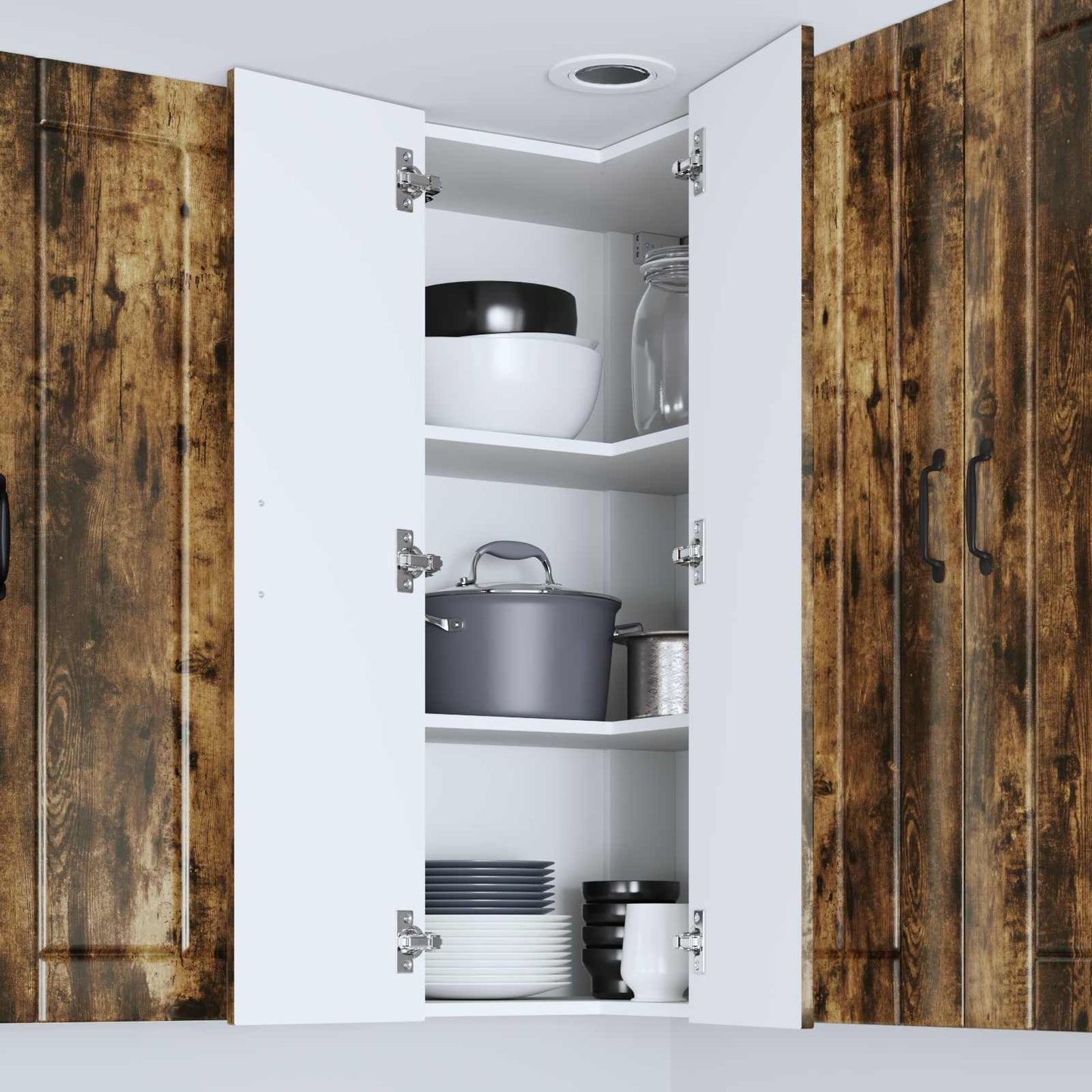 vidaXL Wall Corner Cabinet LUCCA Smoked Oak 57 x 57 x 100 cm