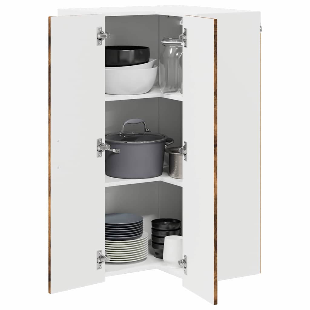 vidaXL Wall Corner Cabinet LUCCA Smoked Oak 57 x 57 x 100 cm