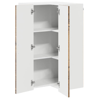 vidaXL Wall Corner Cabinet LUCCA Old Wood 57 x 57 x 100 cm