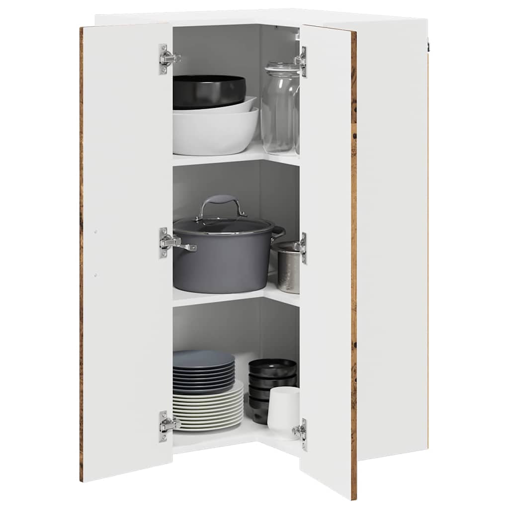 vidaXL Wall Corner Cabinet LUCCA Old Wood 57 x 57 x 100 cm
